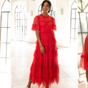 Ivy City Co Red whimsical tulle dress Size XL